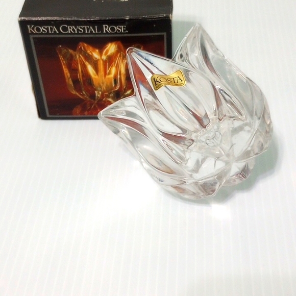 Vintage Kosta Boda Sweden Crystal Rose Candle Holder - Picture 4 of 9